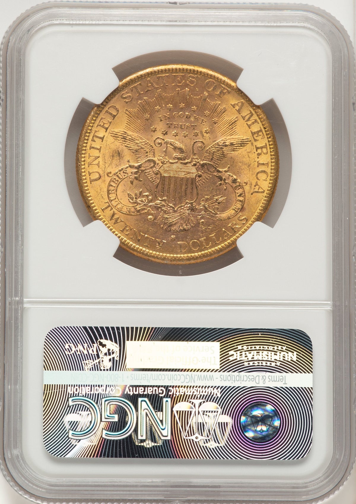 1884-S $20 Brown Label Liberty Double Eagle NGC MS61