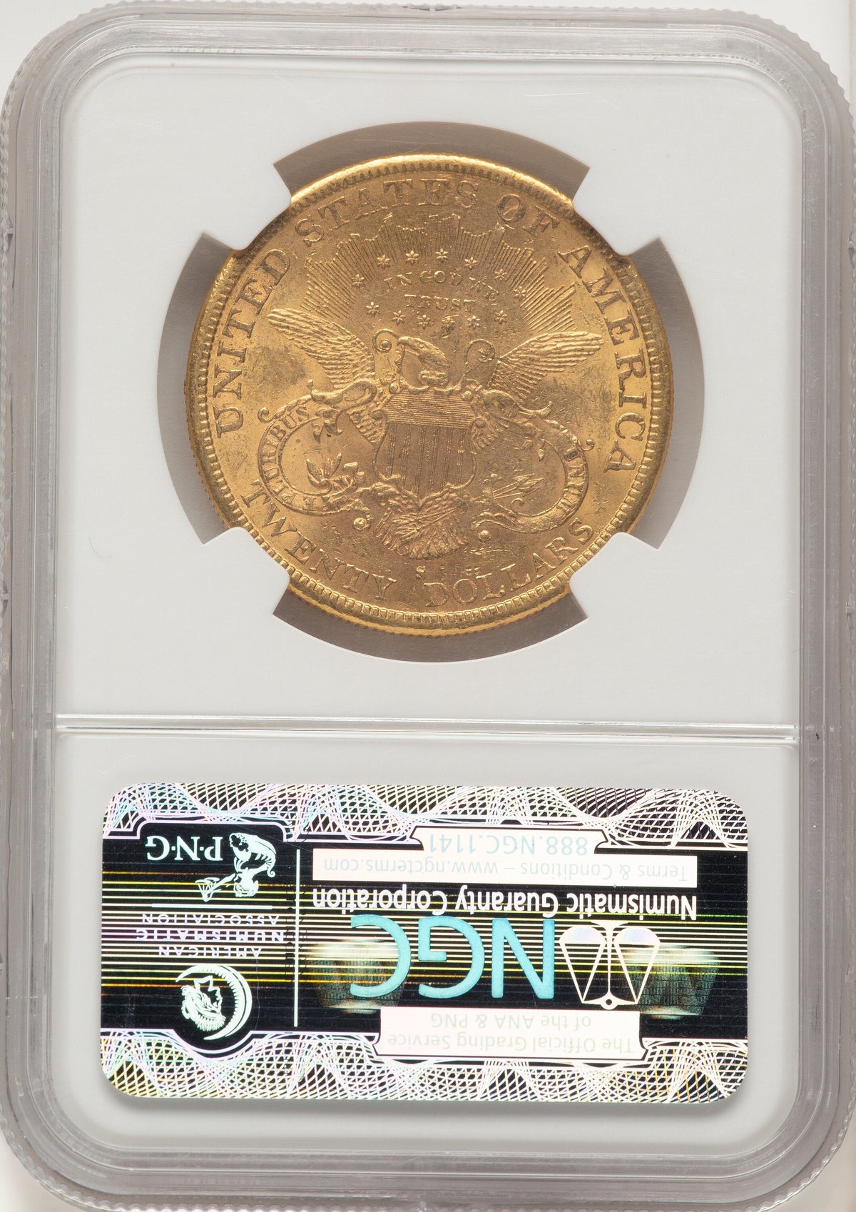 1882-S $20 Brown Label Liberty Double Eagle NGC MS61