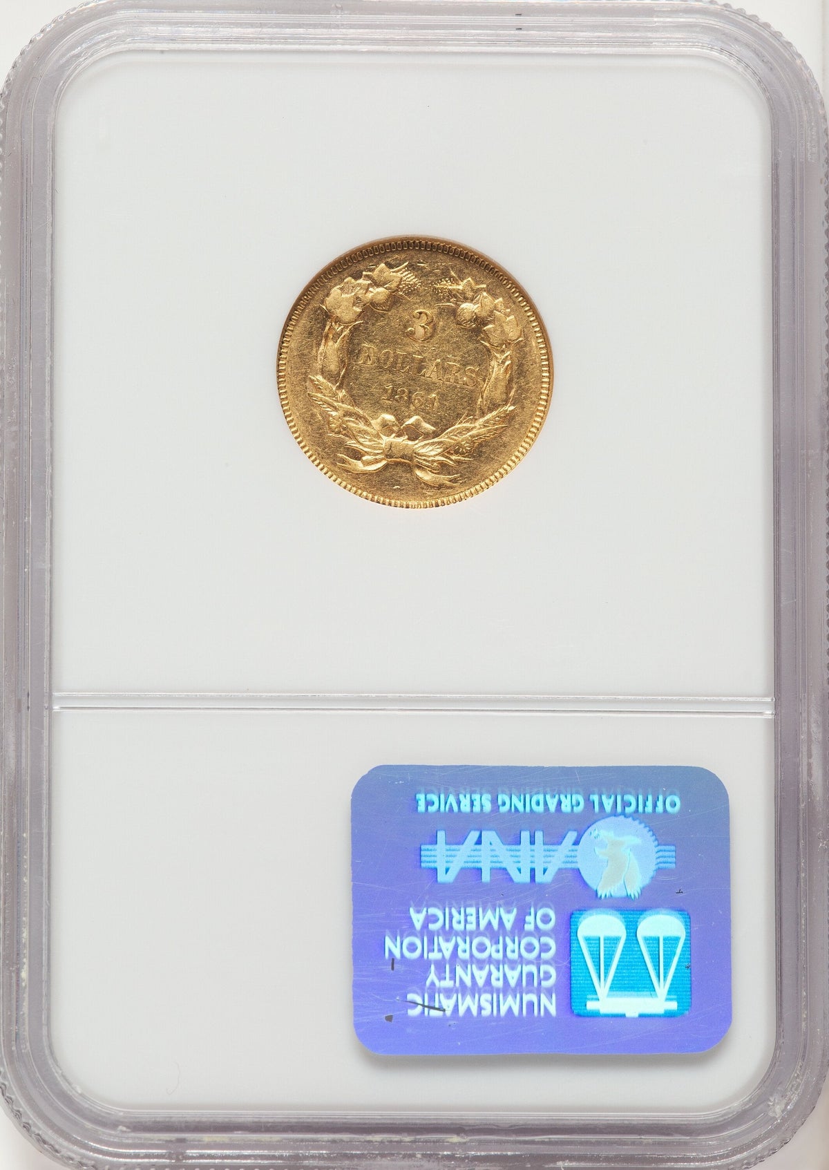 1861 $3 Three Dollar Gold Pieces NGC AU50