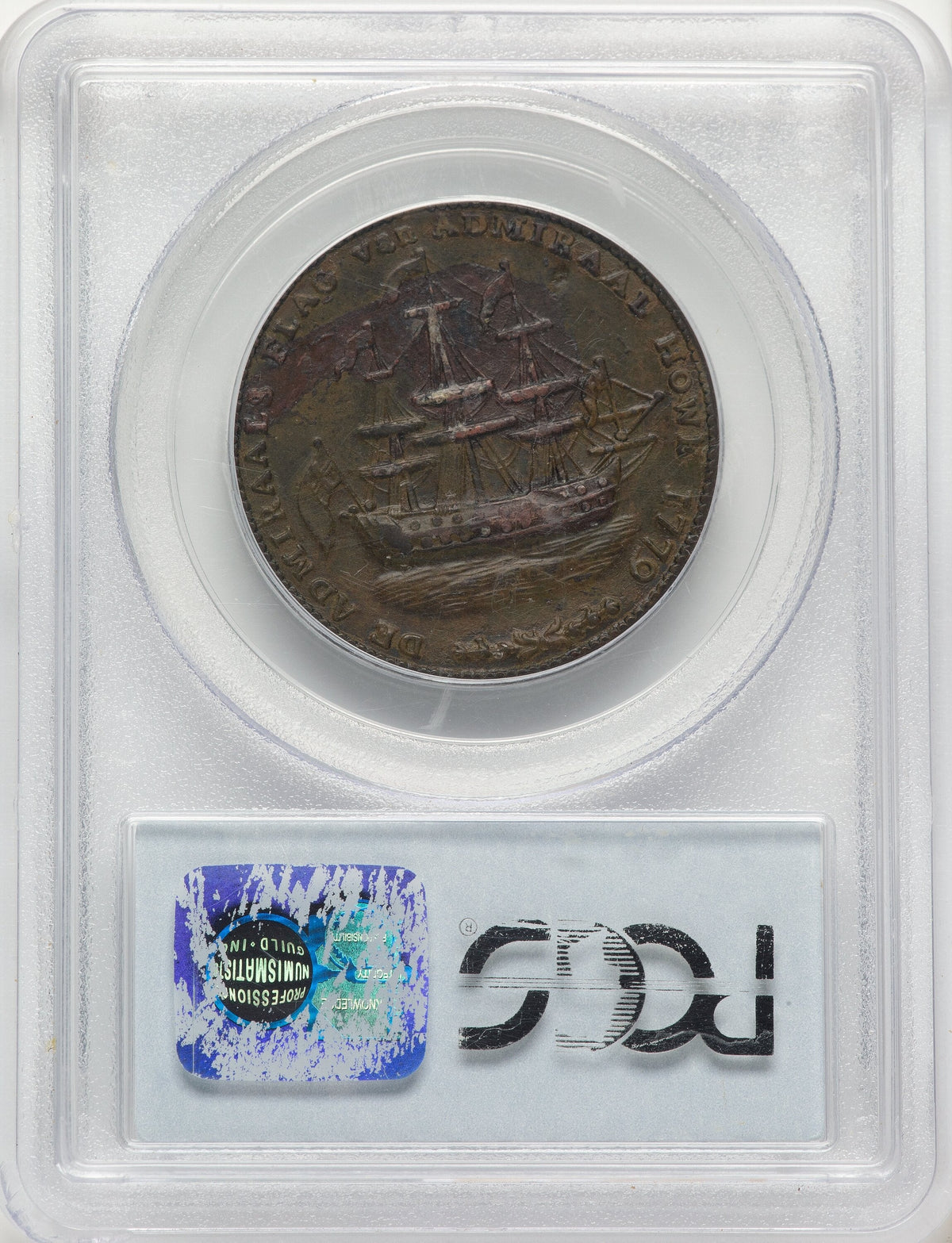 RI SHIP Rhode Island Ship Token Wreath Below Copper BN Colonials PCGS AU55