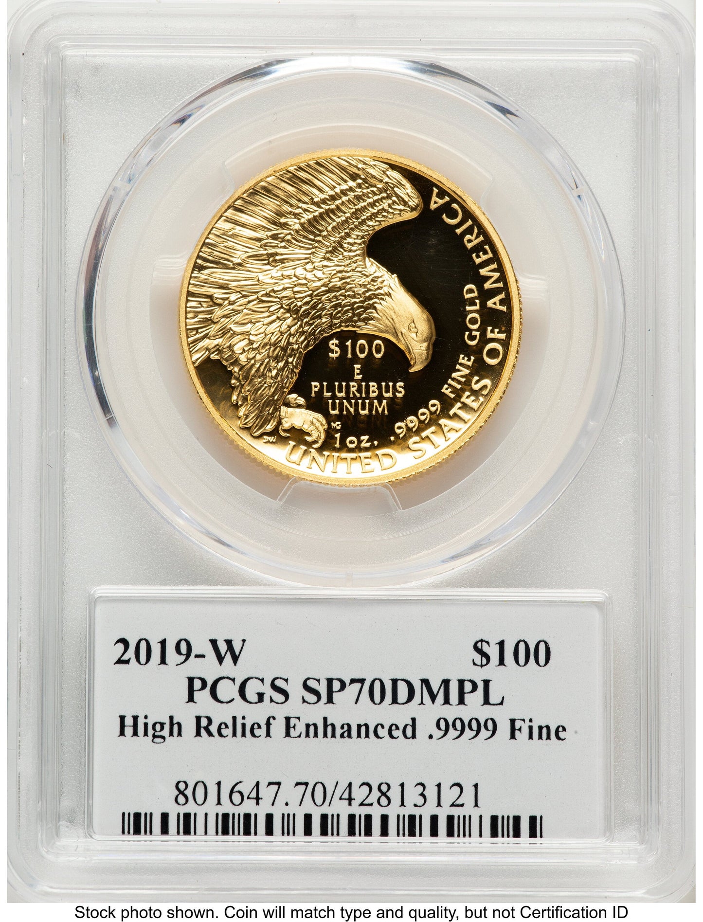 2019-W G$100 American Liberty High Relief Enhanced DMPL 2019 HR Label PCGS MS70
