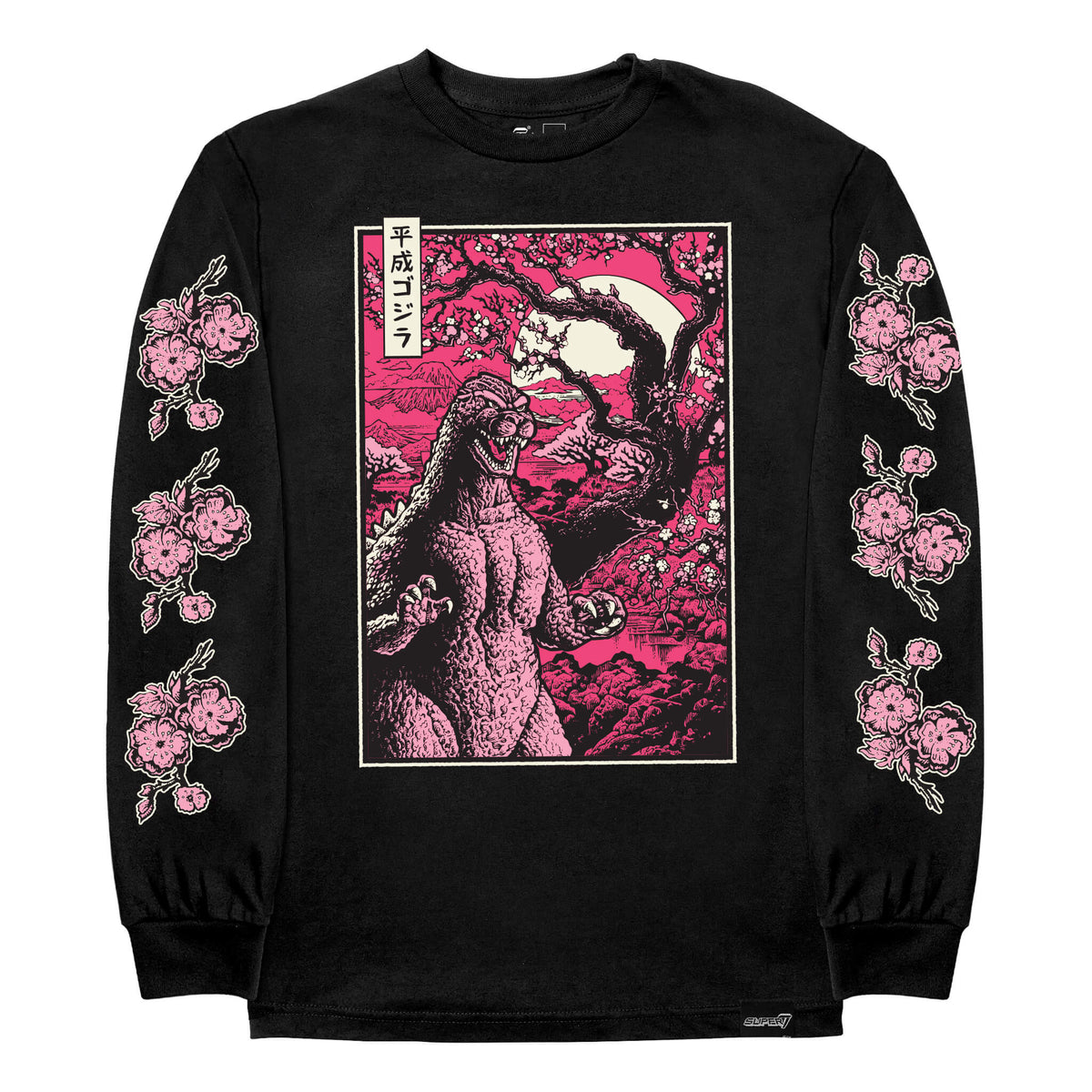 Toho T-Shirts - Godzilla Cherry Blossom (Black Long Sleeve)