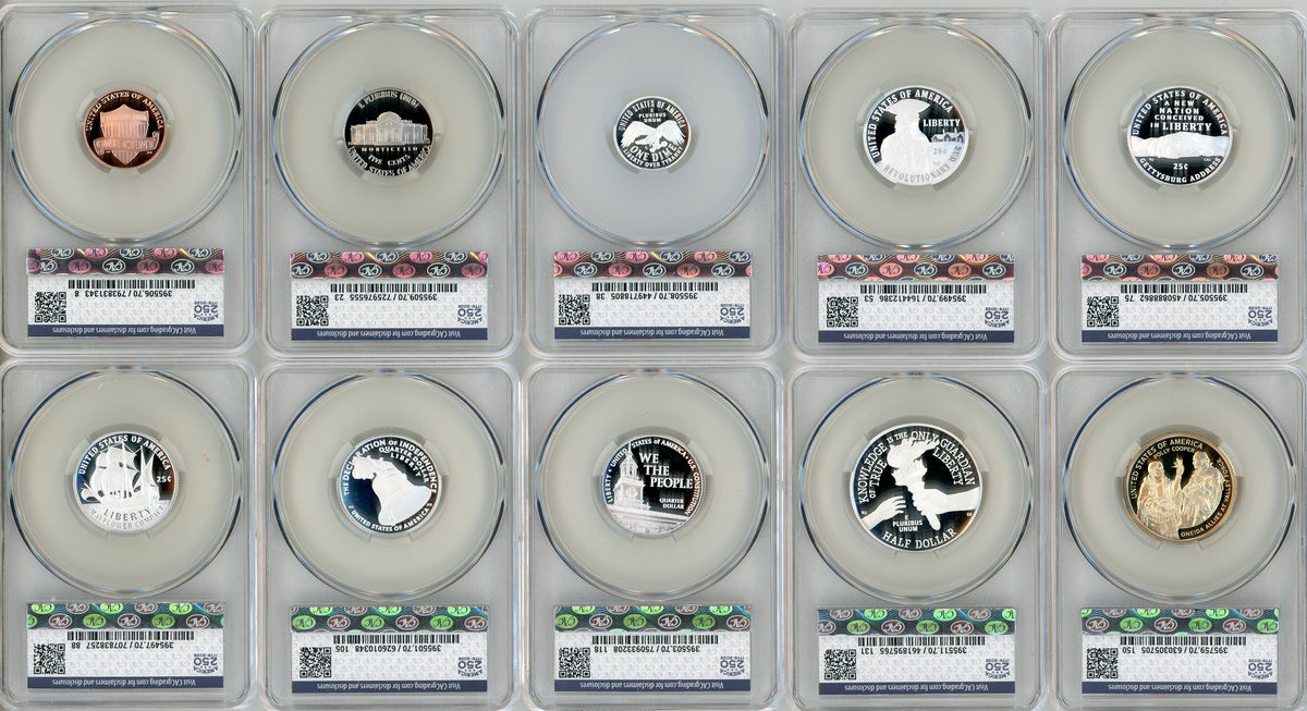 2026-S Semiquincentennial US Mint Proof Set CAC PR70 First Day of Delivery Flag Label