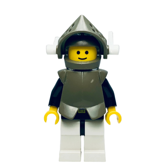 Black Castle Knight with Breastplate - Armor over Blue, Dark Gray Helmet and Visor, White Dragon Plumes, cas167 - Castle Minifigure