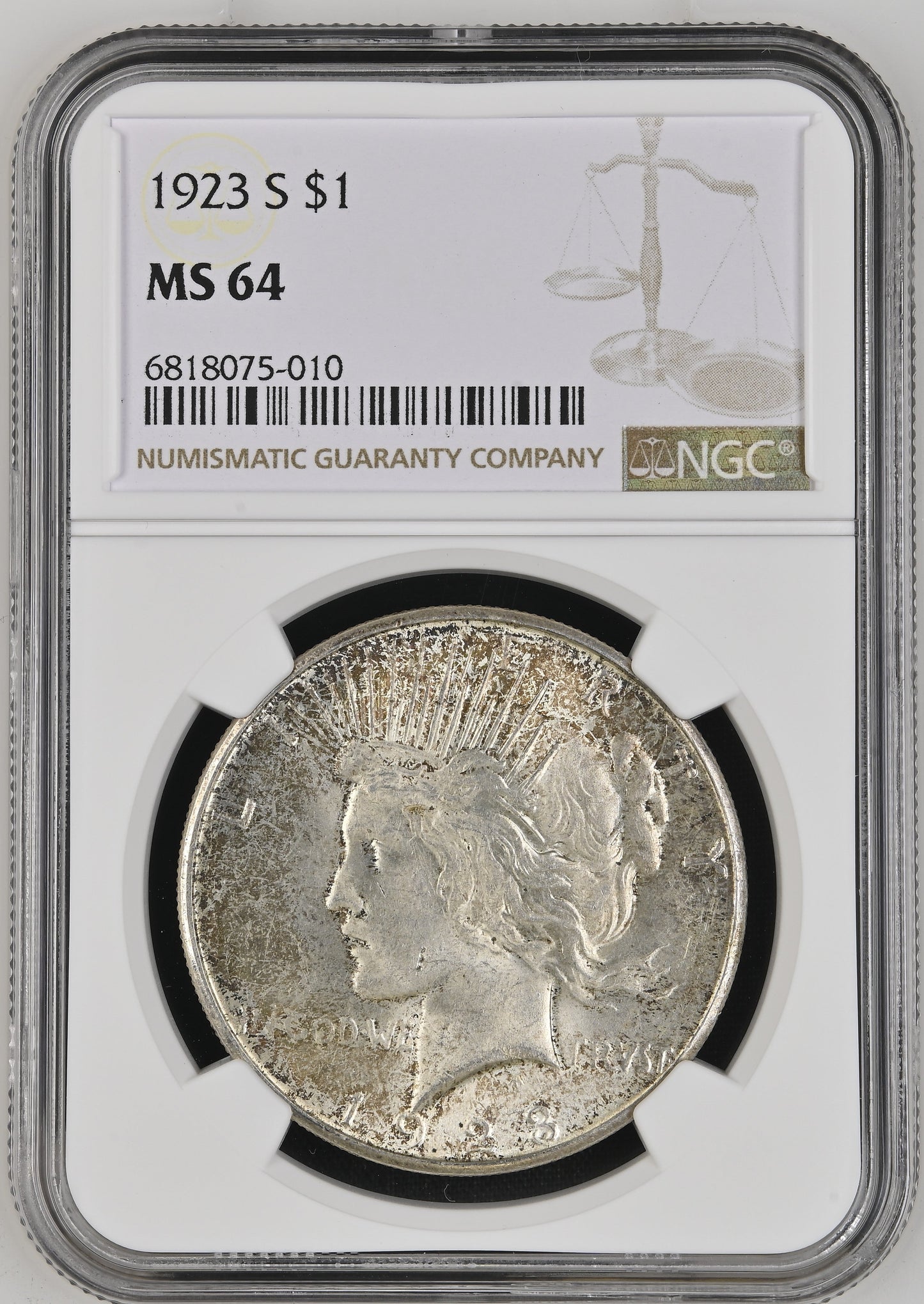 1923-S Peace Dollar MS64 NGC