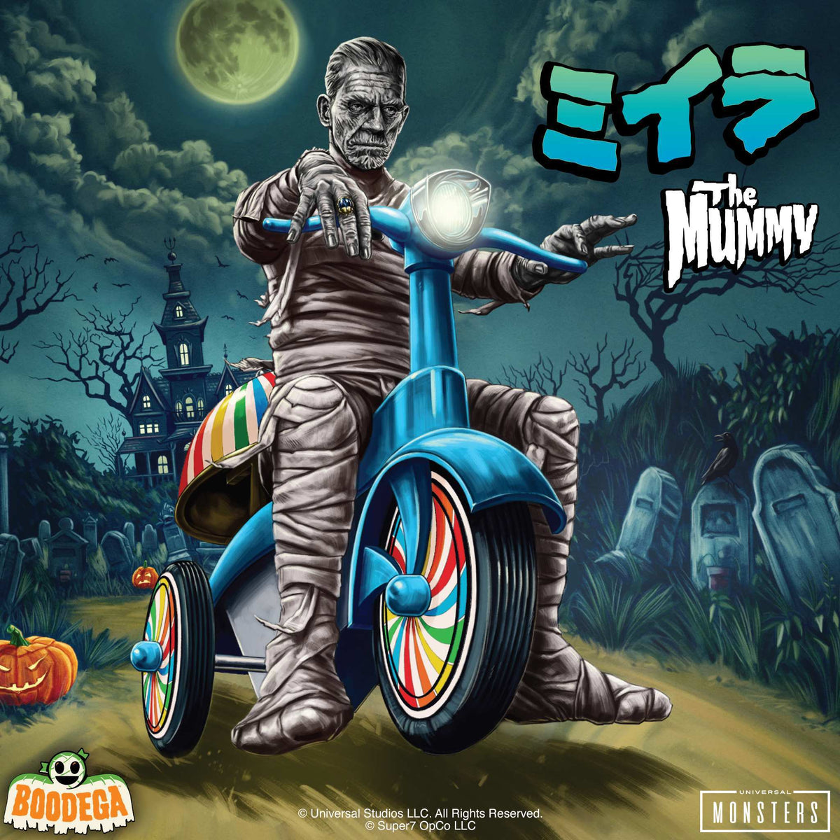 Universal Monsters Super Cycles - The Mummy (Light Grey w/ Blue Trike)