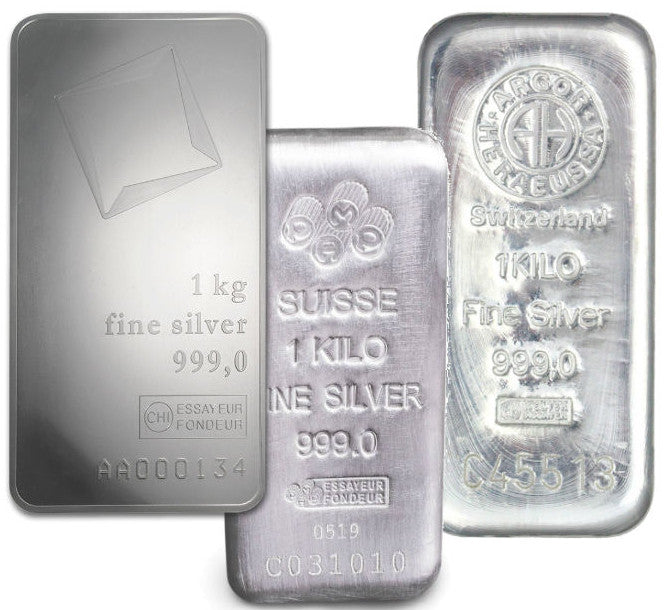 1 Kilo Silver Bar Silver Bar (Refiner Our Choice)