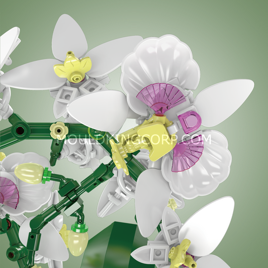 MK 24123 White Butterfly Orchid Flower Building Set | 1,019 Pcs