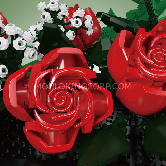 MK 24130 Red Rose & Baby's Breath Bouquet Building Set | 894 Pcs