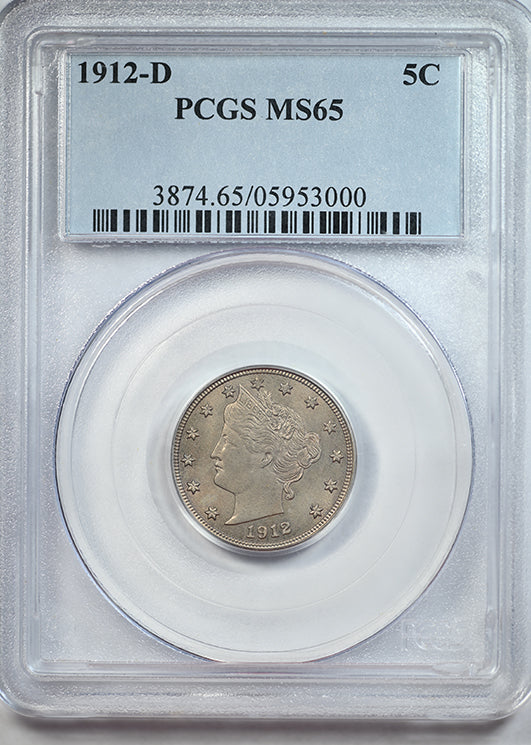 1912-D Liberty V-Nickel 5C PCGS MS65