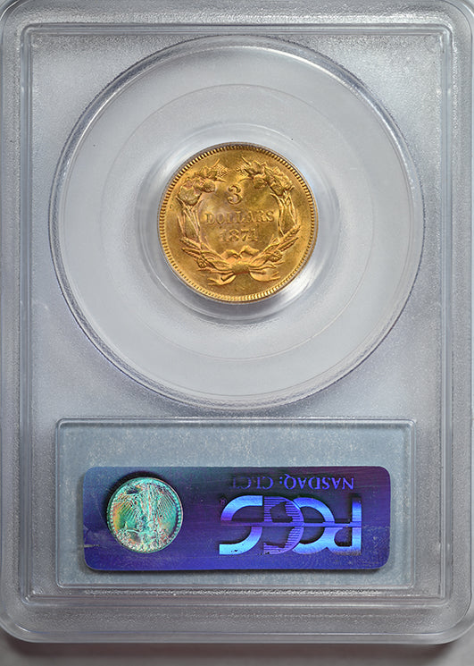 1874 Indian Princess Gold Three Dollar Piece $3 PCGS MS62