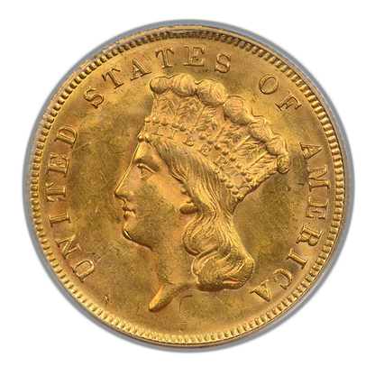 1874 Indian Princess Gold Three Dollar Piece $3 PCGS MS62
