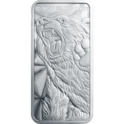 10 Oz Silver Bar Bull and Bear Golden State Mint