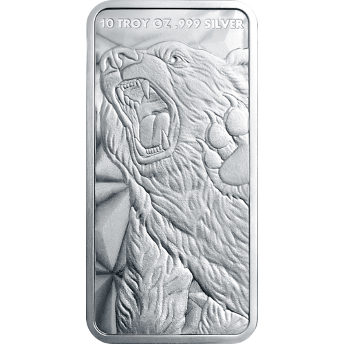 10 Oz Silver Bar Bull and Bear Golden State Mint