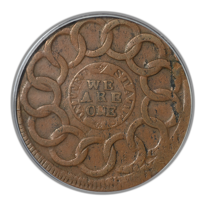 1787 Fugio Cent 1C Club Rays, Rounded Ends PCGS AU50 CAC