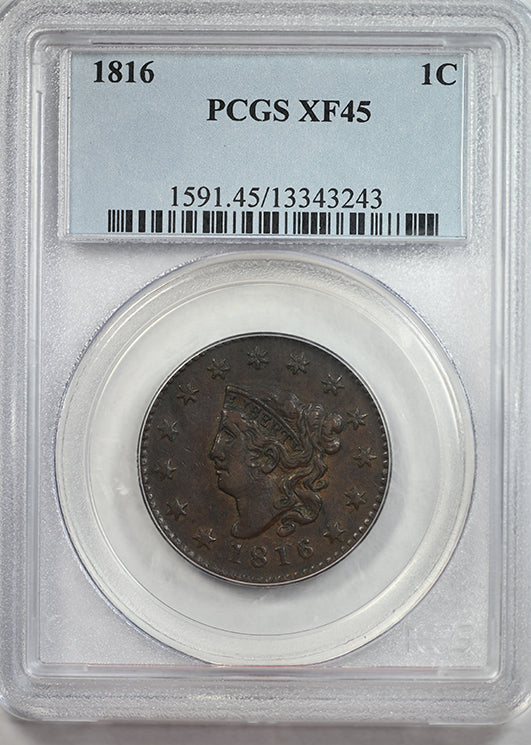1816 Coronet Head Large Cent 1C PCGS XF45