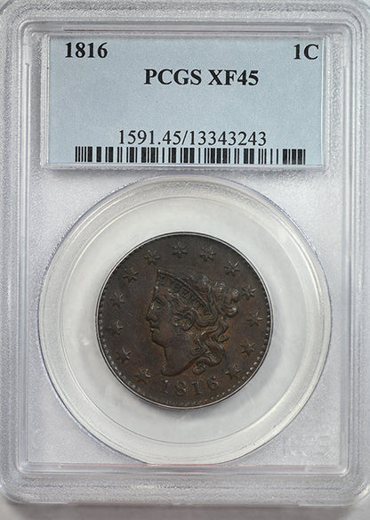 1816 Coronet Head Large Cent 1C PCGS XF45