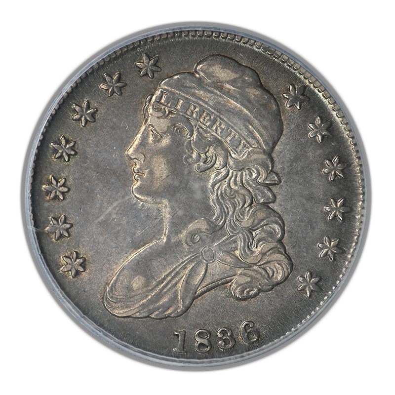 1836 Capped Bust Half Dollar 50C PCGS AU55 - Lettered Edge