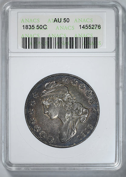 1835 Capped Bust Half Dollar 50C ANACS Soapbox AU50