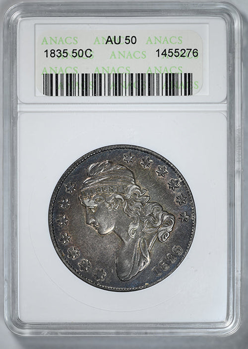 1835 Capped Bust Half Dollar 50C ANACS Soapbox AU50