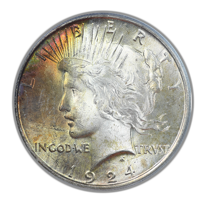1924 Peace Dollar $1 PCGS MS64 - TONED!