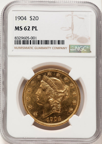1904 $20 PL Liberty Double Eagle NGC MS62