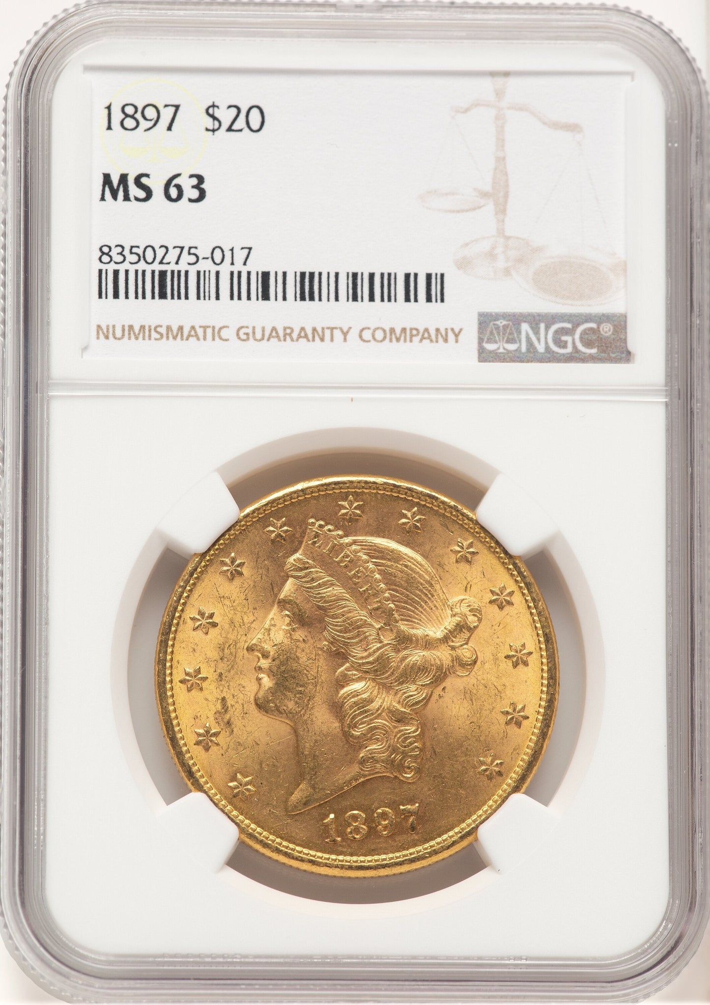 1897 $20 Liberty Double Eagle NGC MS63