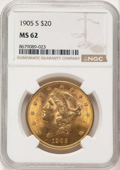 1905-S $20 Liberty Double Eagle NGC MS62