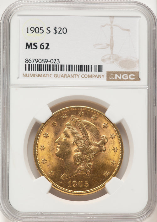 1905-S $20 Liberty Double Eagle NGC MS62