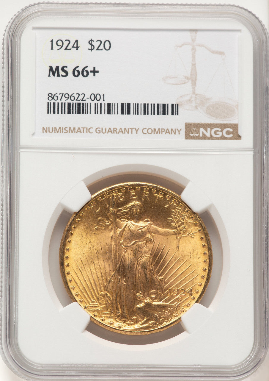 1924 $20 Saint Saint-Gaudens Double Eagle NGC MS66+