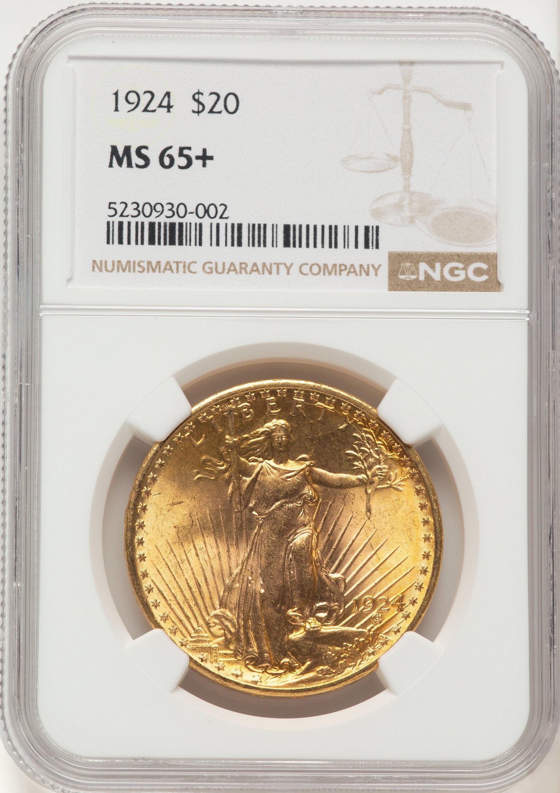 1924 $20 Saint Saint-Gaudens Double Eagle NGC MS65+