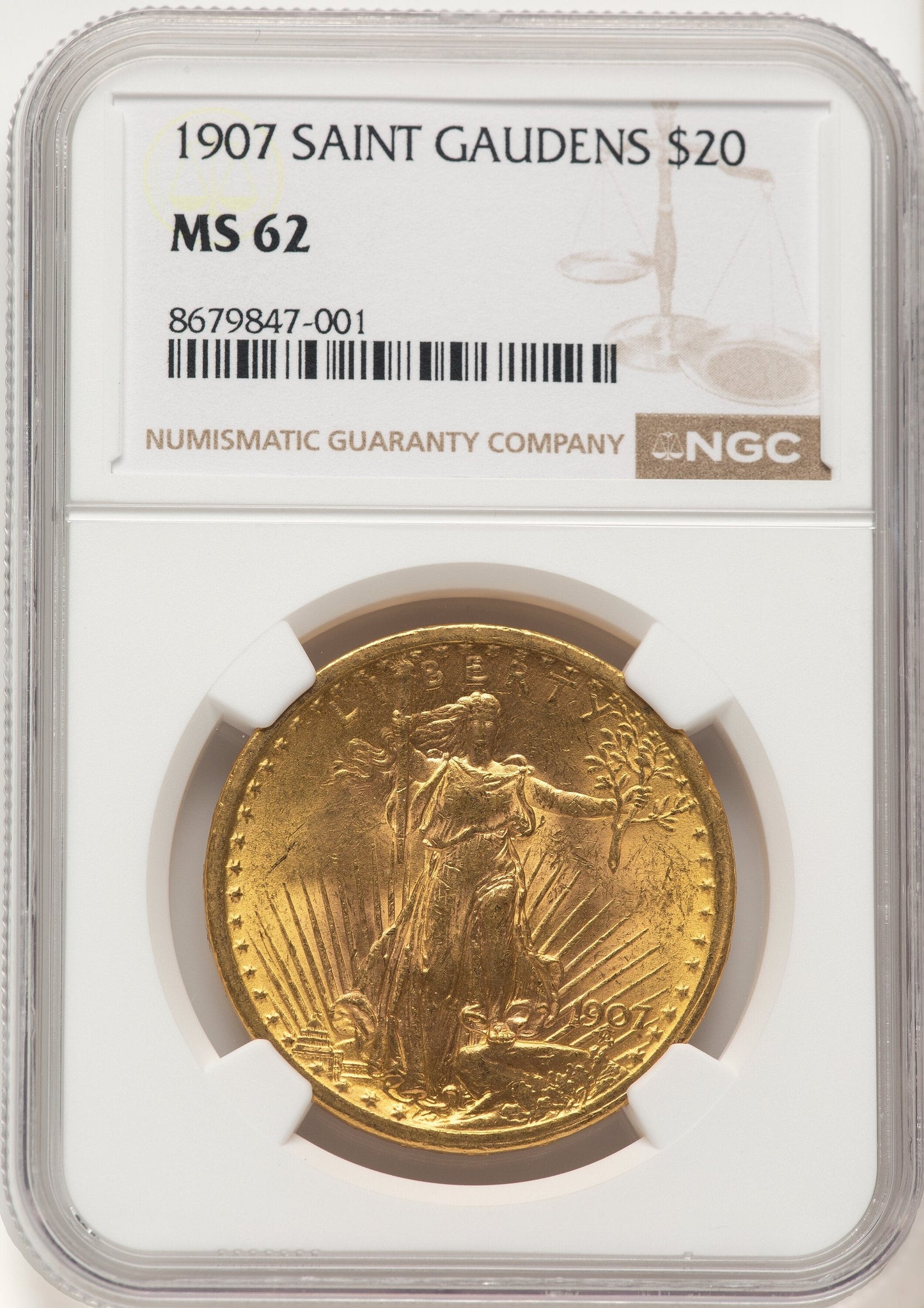 1907 $20 Saint Saint-Gaudens Double Eagle NGC MS62