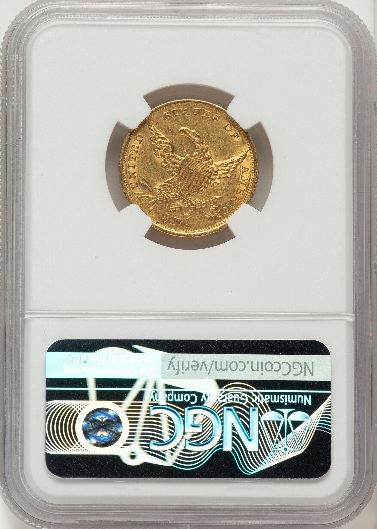1834 $5 PLAIN 4 Classic Half Eagle NGC AU55