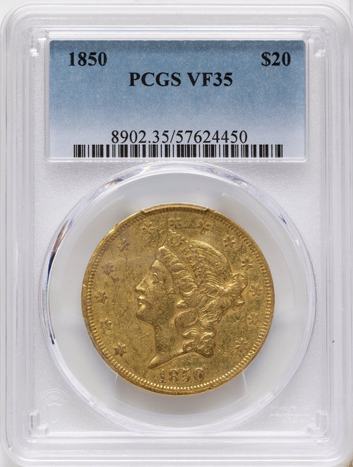 1850 $20 Liberty Double Eagle PCGS VF35