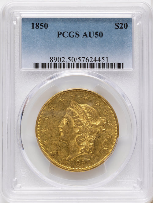 1850 $20 Liberty Double Eagle PCGS AU50