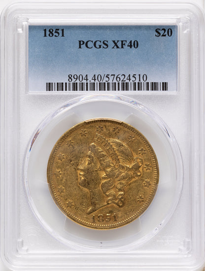 1851 $20 Liberty Double Eagle PCGS XF40