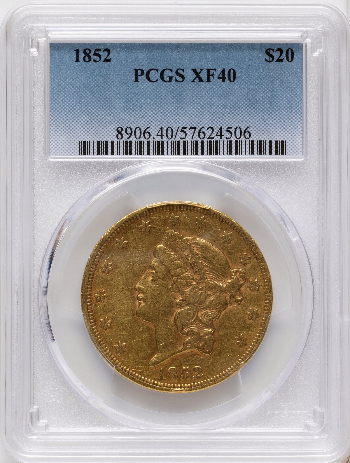 1852 $20 Liberty Double Eagle PCGS XF40