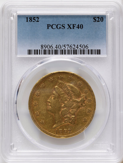 1852 $20 Liberty Double Eagle PCGS XF40