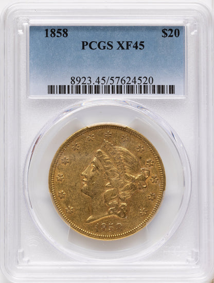 1858 $20 Liberty Double Eagle PCGS XF45