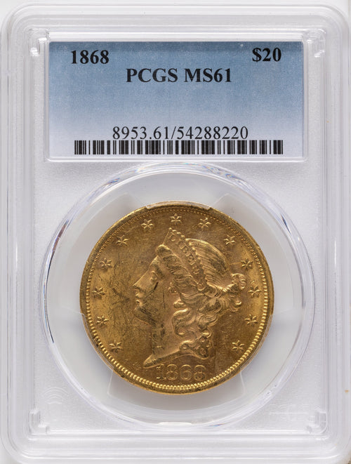 1868 $20 Liberty Double Eagle PCGS MS61