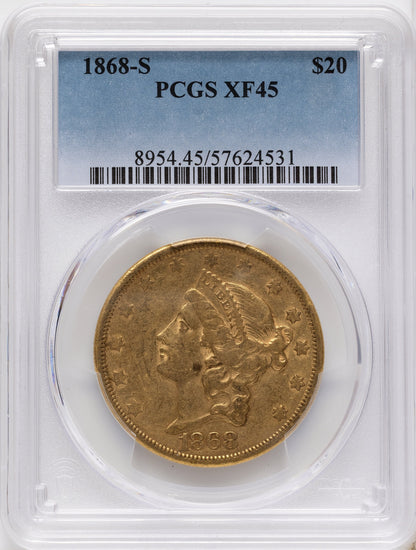 1868-S $20 Liberty Double Eagle PCGS XF45