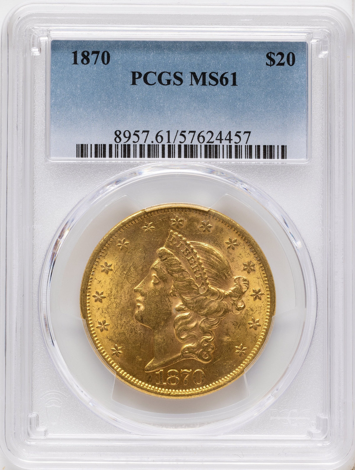 1870 $20 Liberty Double Eagle PCGS MS61