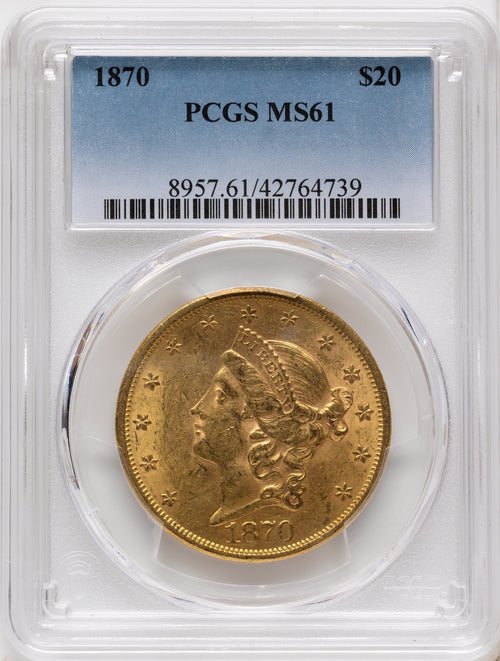 1870 $20 Liberty Double Eagle PCGS MS61