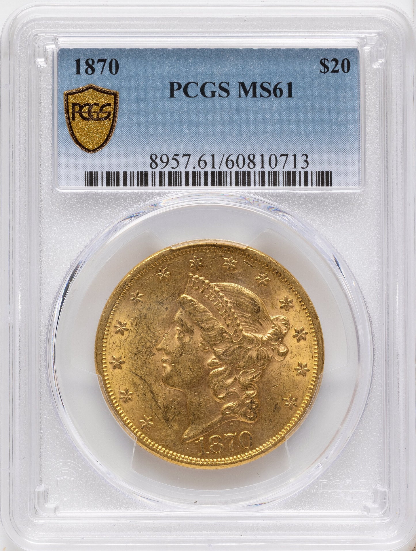 1870 $20 Liberty Double Eagle PCGS MS61