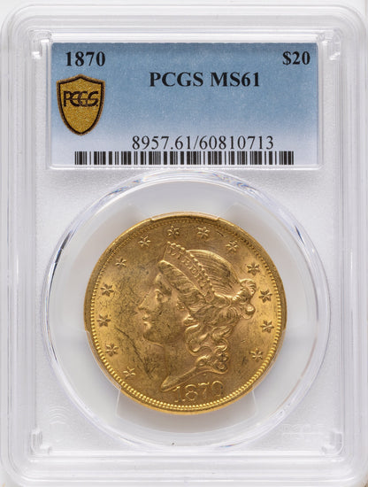 1870 $20 Liberty Double Eagle PCGS MS61