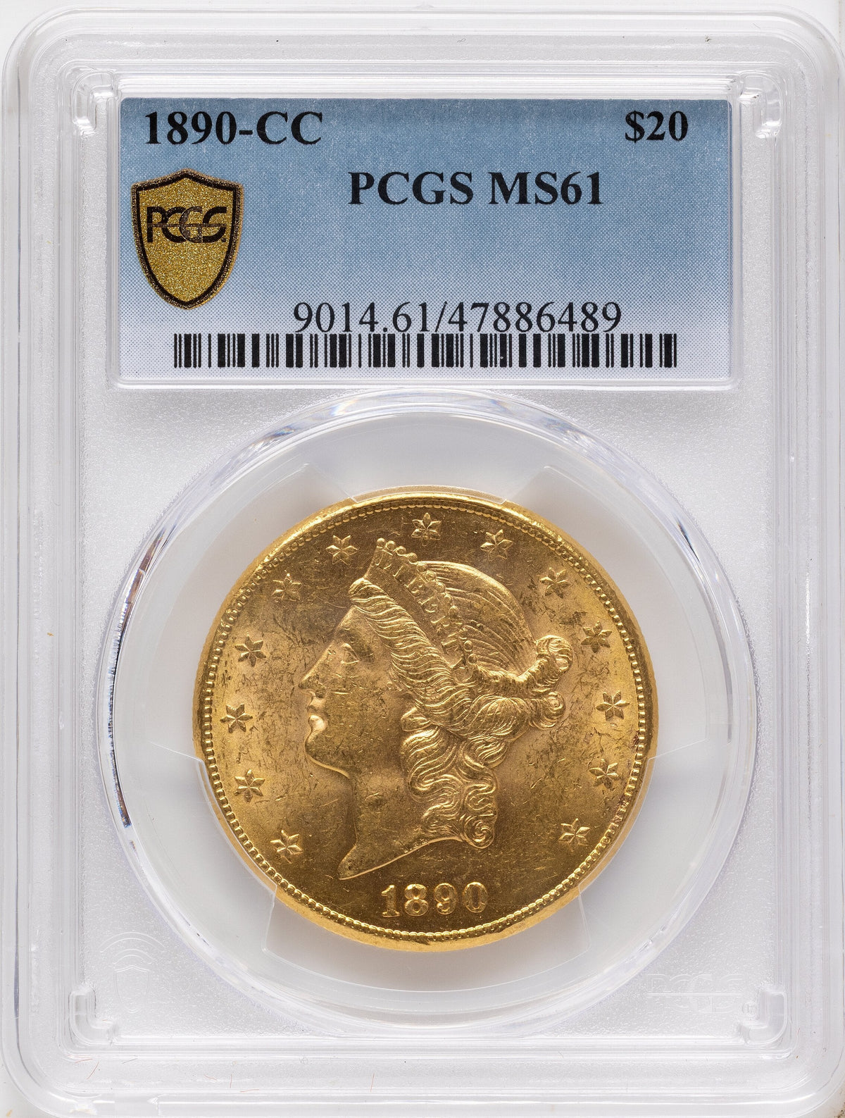 1890-CC $20 Liberty Double Eagle PCGS MS61