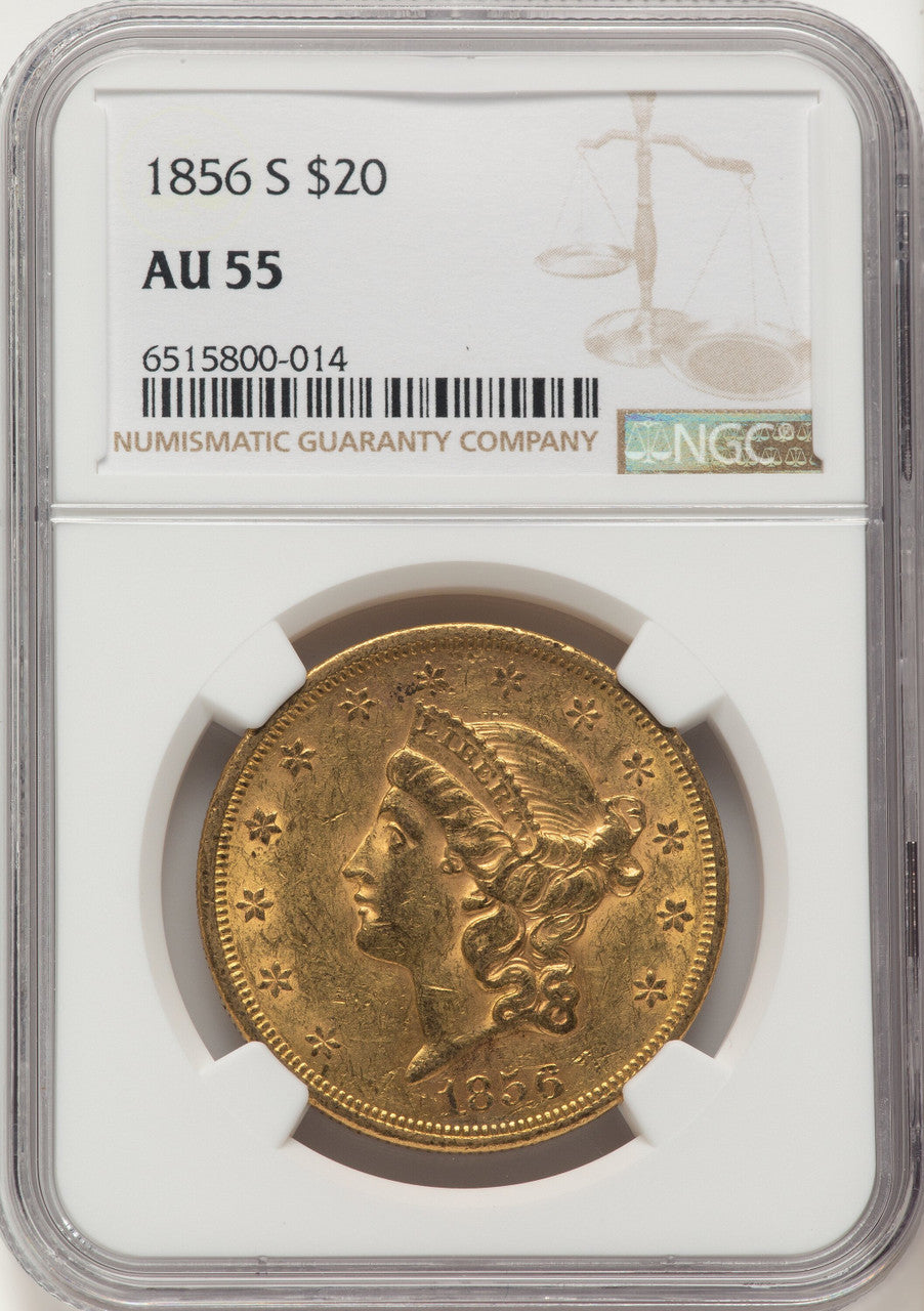 1856-S $20 Liberty Double Eagle NGC AU55