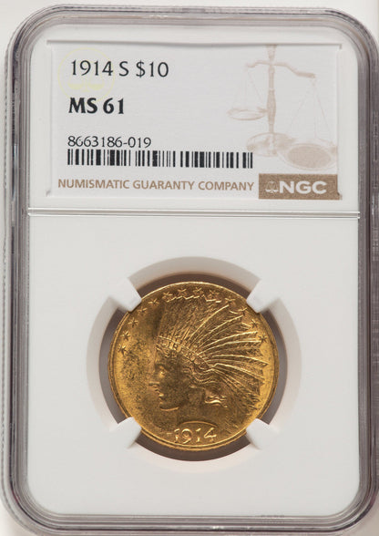 1914-S $10 Indian Eagle NGC MS61