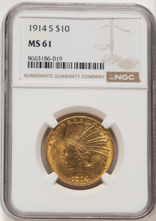 1914-S $10 Indian Eagle NGC MS61