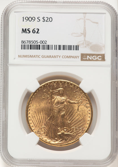 1909-S $20 Saint-Gaudens Double Eagle NGC MS62